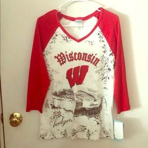 Ladies Wisconsin Badgers Mid Sleeve Tshirt Tee